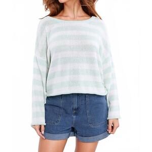 NEW Q2 striped sweater in mint green white